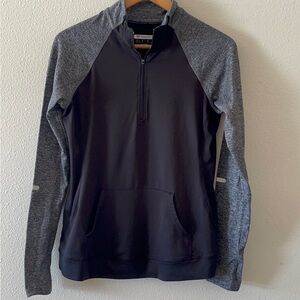 Forever 21 Heather Gray and Black Quarter-Zip Workout Top